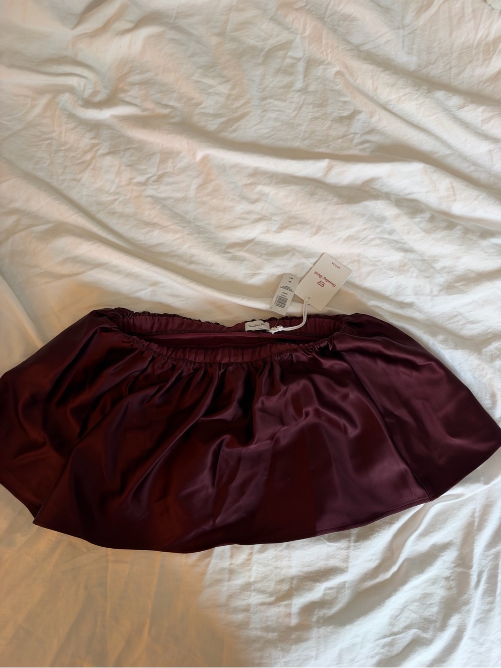 Aritzia Satin Mini Skort in Burgundy